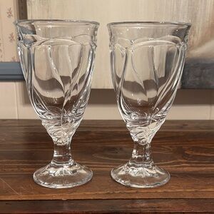 Noritake "Sweet Swirl-Clear" Water Goblet Pressed Glass Discontinued Pattern